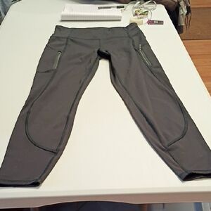 Athleta Charcoal Leggings with Zipper Accents